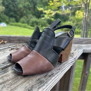 Rachel Comey Leather Black and Brown Women's Slingback Heels